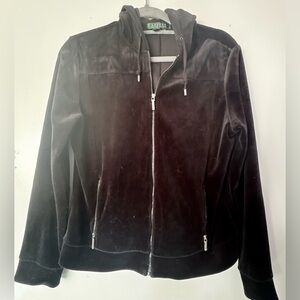 Ralph Lauren Black Velvet zip up hoody women’s size M